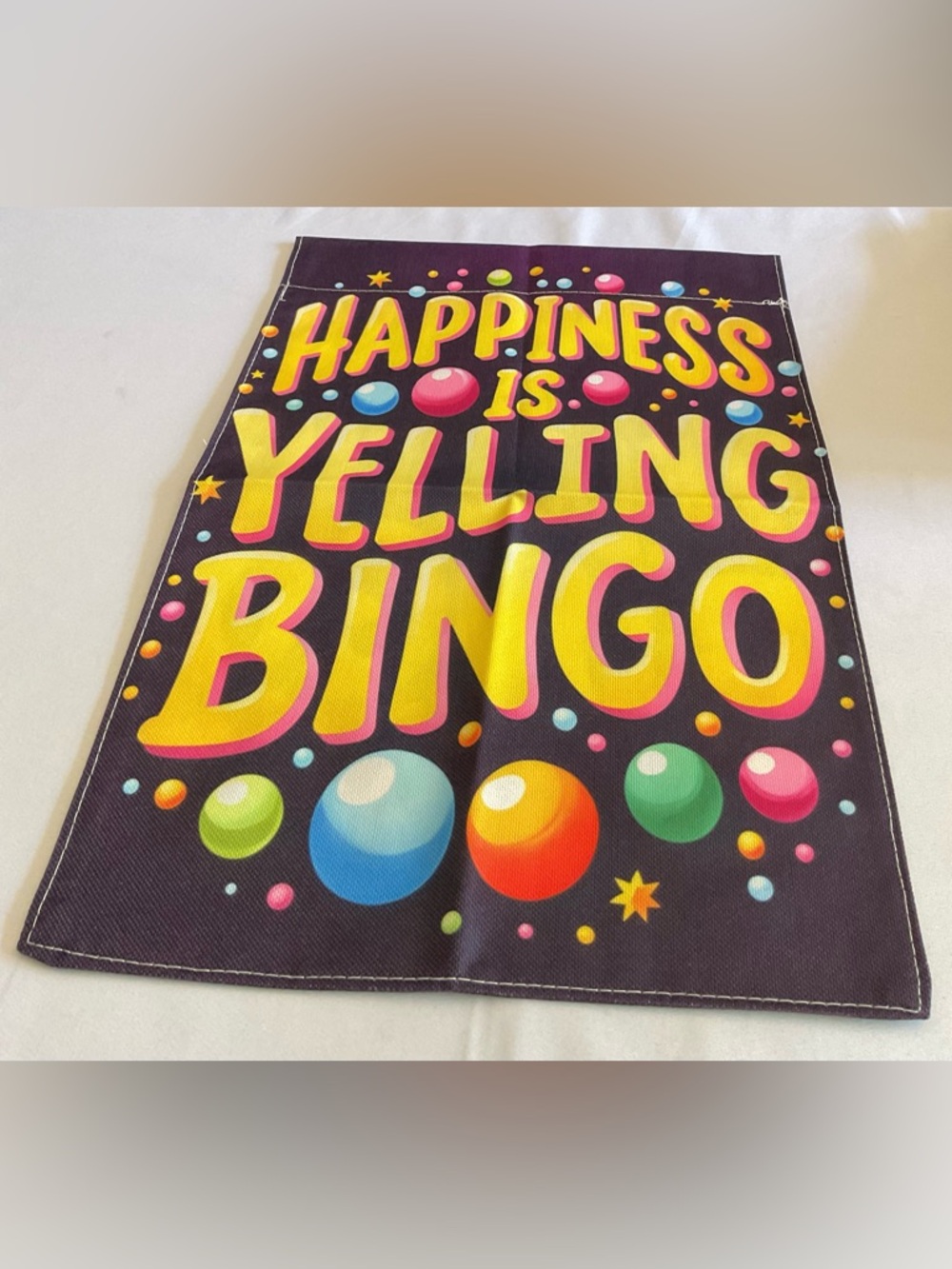 Happiness Is Yelling Bingo Colorful Garden Flag